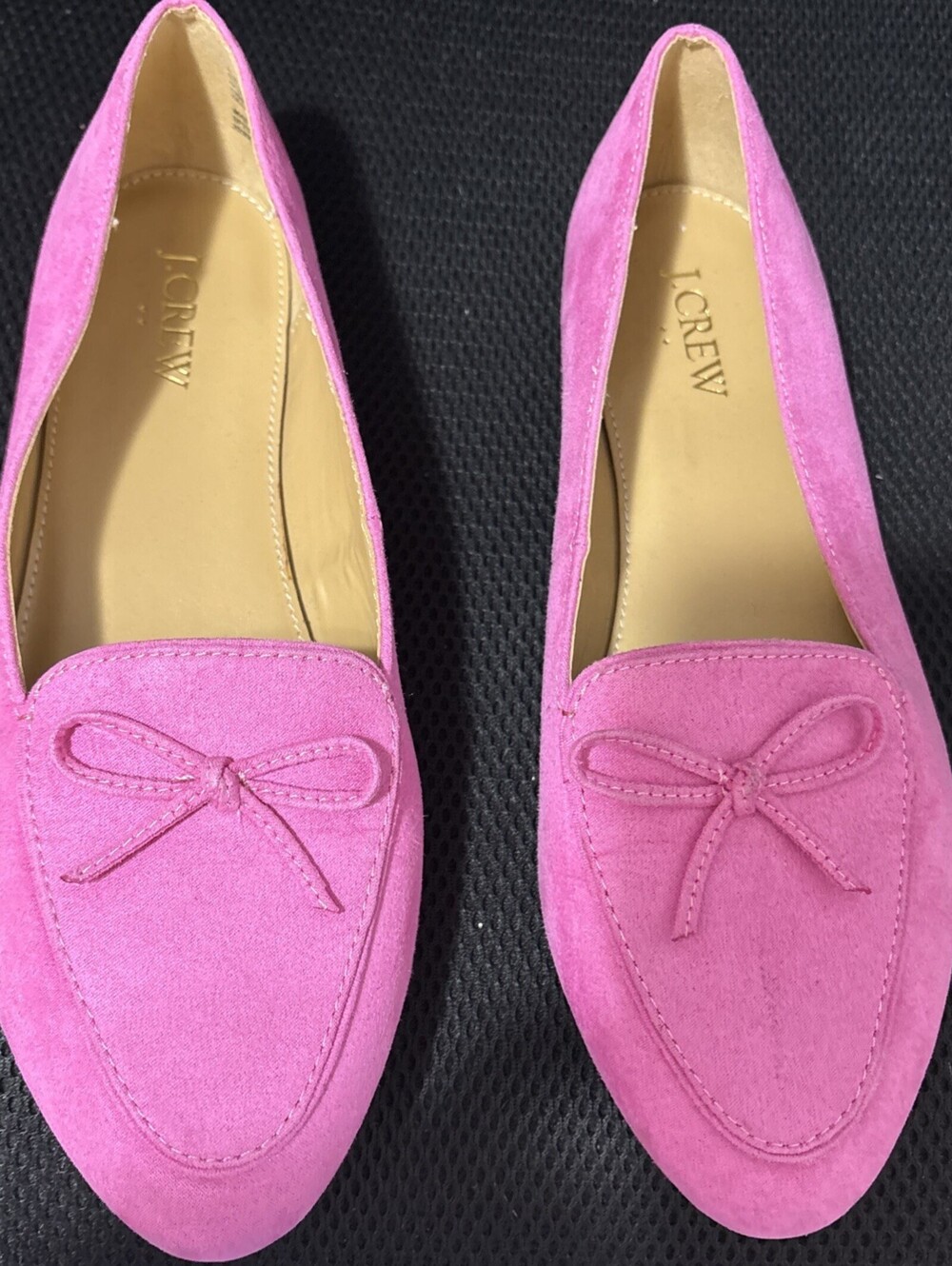 J. CREW Factory Microsuede Penny Loafers Intense Pink Preppy Fuchsia 8